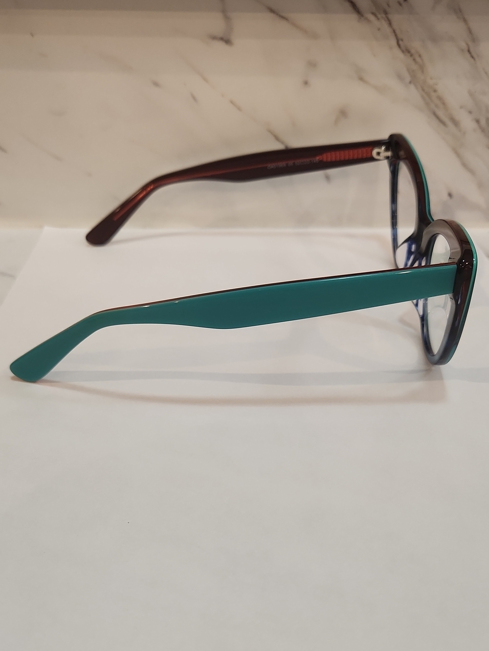 Pinup Rockabilly Teal & Brown Cateye Non-Perscription Blue Light Glasses - Picture 4 of 6